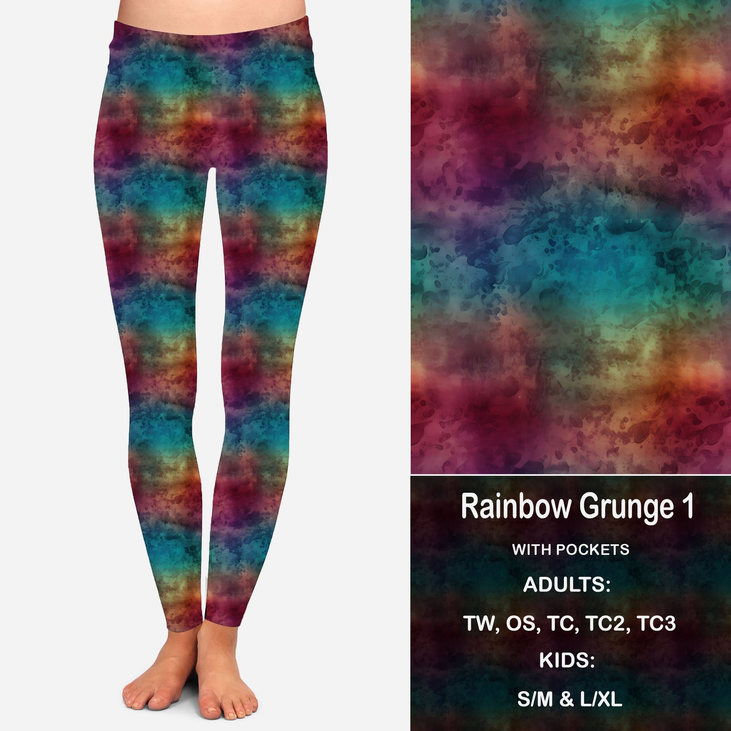 Rainbow Grunge 1 Leggings & Capris with Pockets