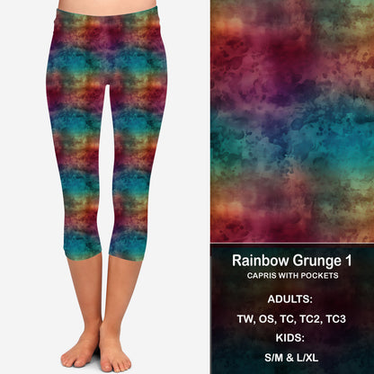 Rainbow Grunge 1 Leggings & Capris with Pockets