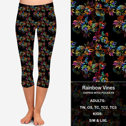 Rainbow Vines Leggings & Capris with Pockets