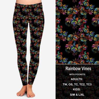 Rainbow Vines Leggings & Capris with Pockets