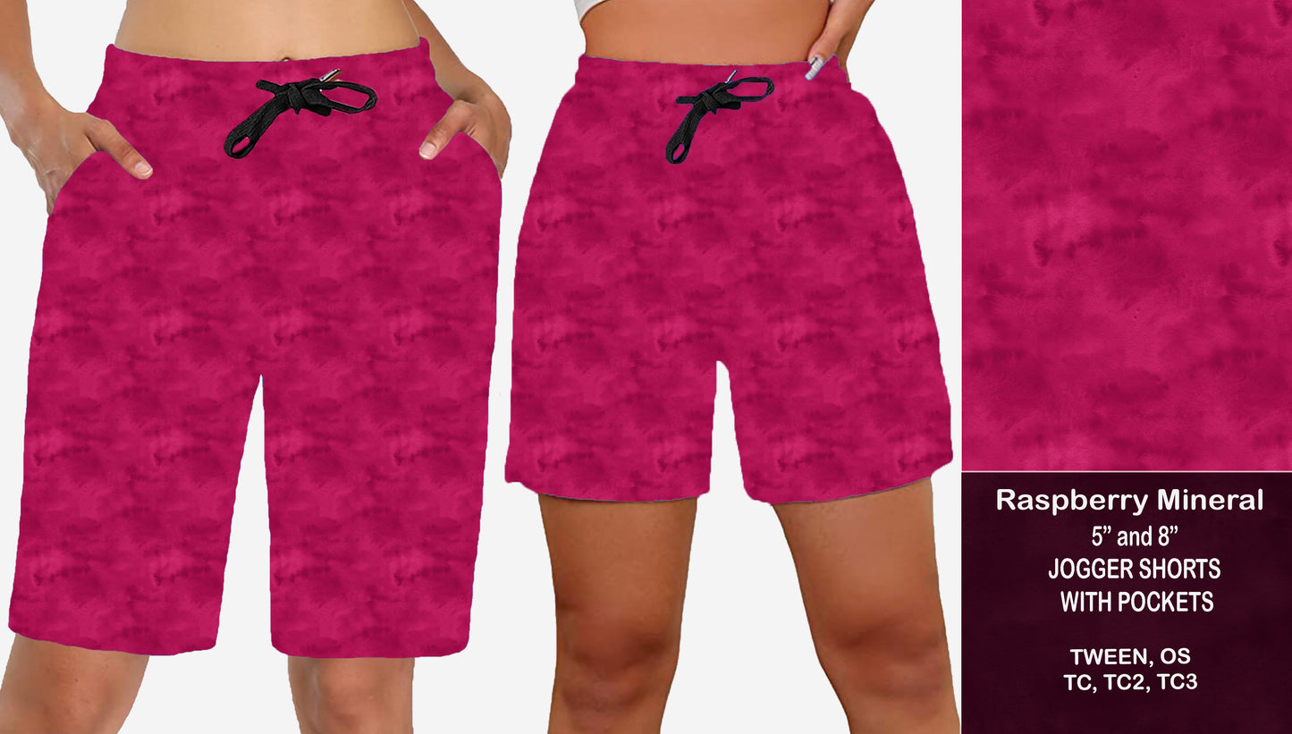 Raspberry Mineral Wash - Jogger Shorts