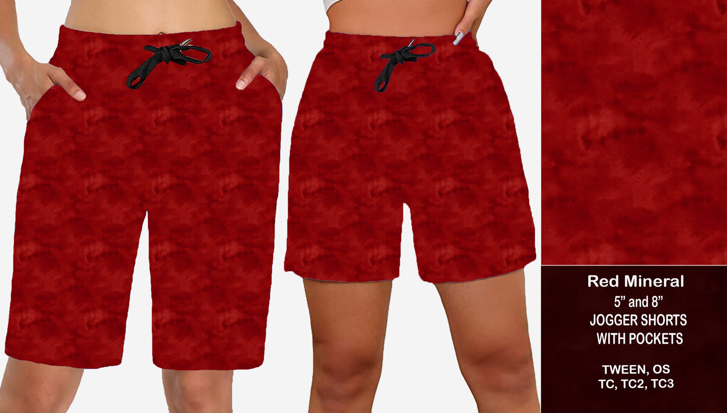 Red Mineral Wash - Jogger Shorts