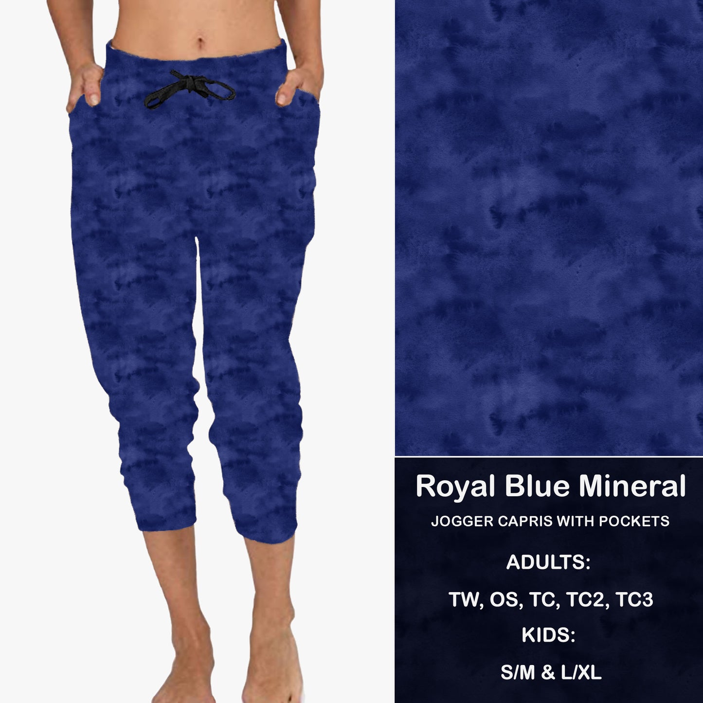 Royal Blue Mineral Wash - Capri Joggers