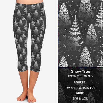 B W Snow Tree Leggings & Capris with Pockets