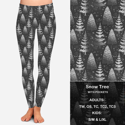 B W Snow Tree Leggings & Capris with Pockets