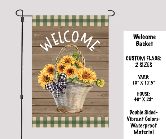 Welcome Basket Garden Flags