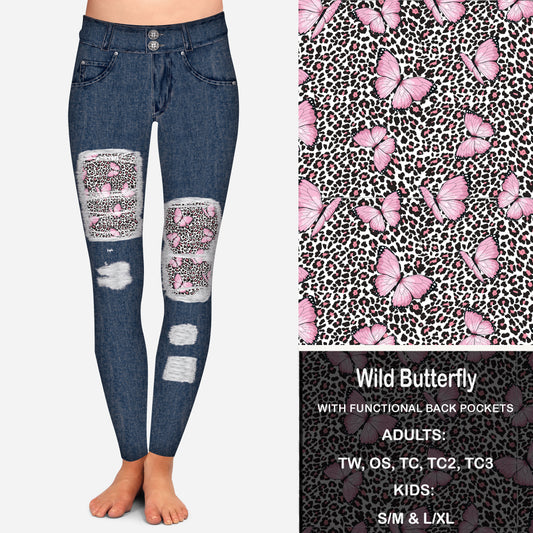 Wild Butterfly Peekaboo Leggings with Pockets