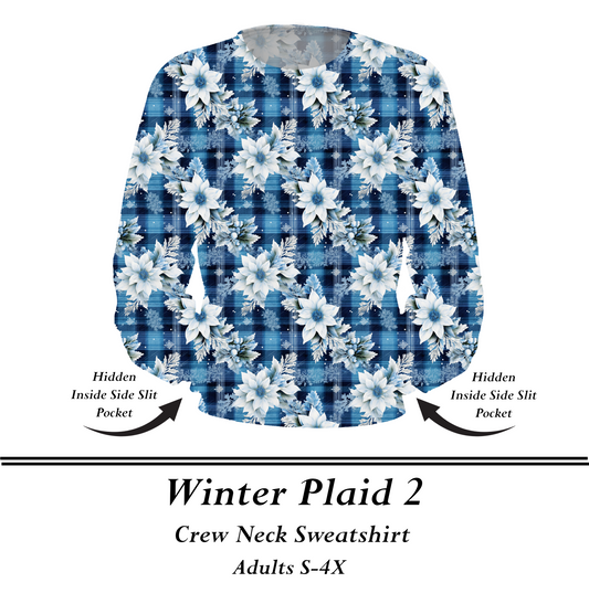 WINTER PLAID 2  - Crew Sweatshirt w/Pockets - Preorder Closes  8/31