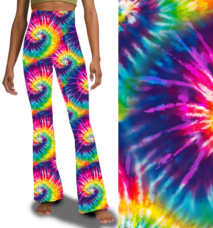 Bright "Mystic" Tie Dye - Yoga Flares with Pockets