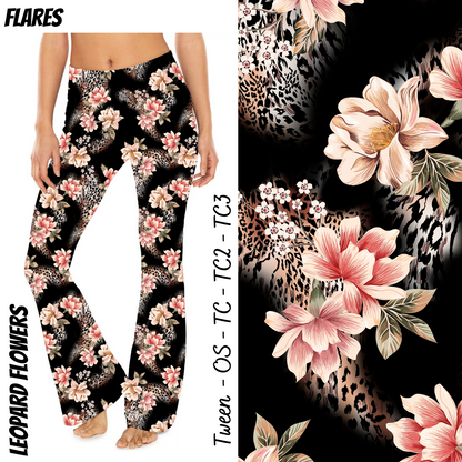 Floral Cheetah - Yoga Flares with Pockets