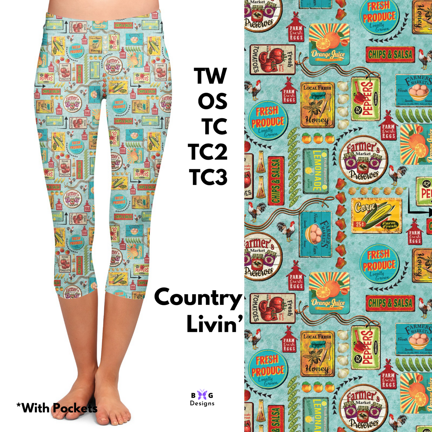 Country Livin’ - Capri Leggings with Pockets