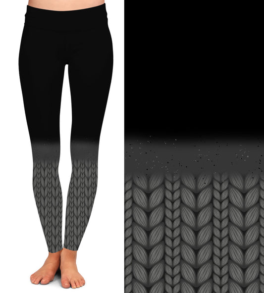 Black & Dark Gray Leg Warmer - Leggings with Pockets