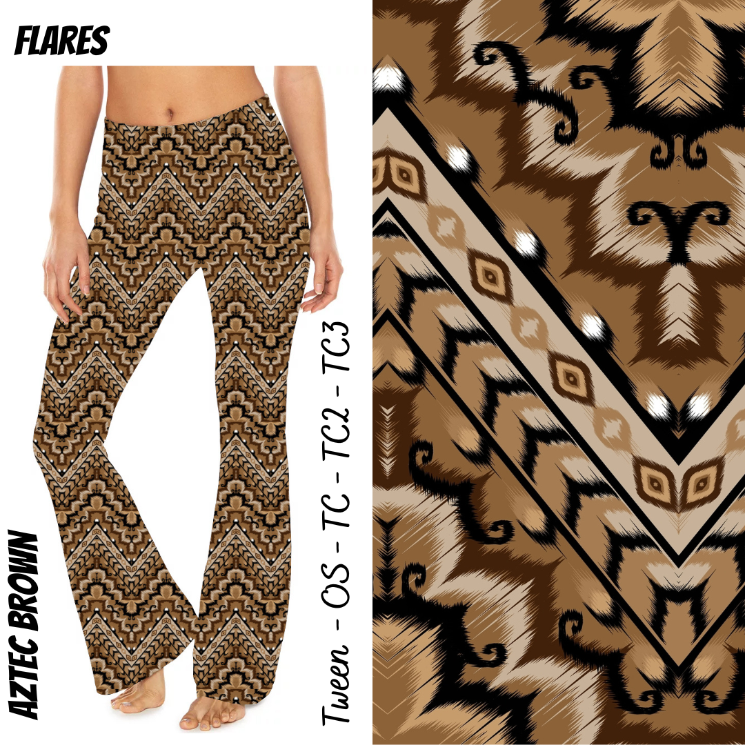 Aztec Brown - Yoga Flares with Pockets