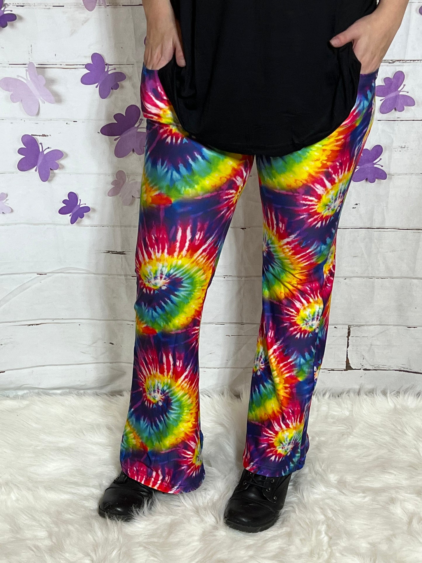 Bright "Mystic" Tie Dye - Yoga Flares with Pockets