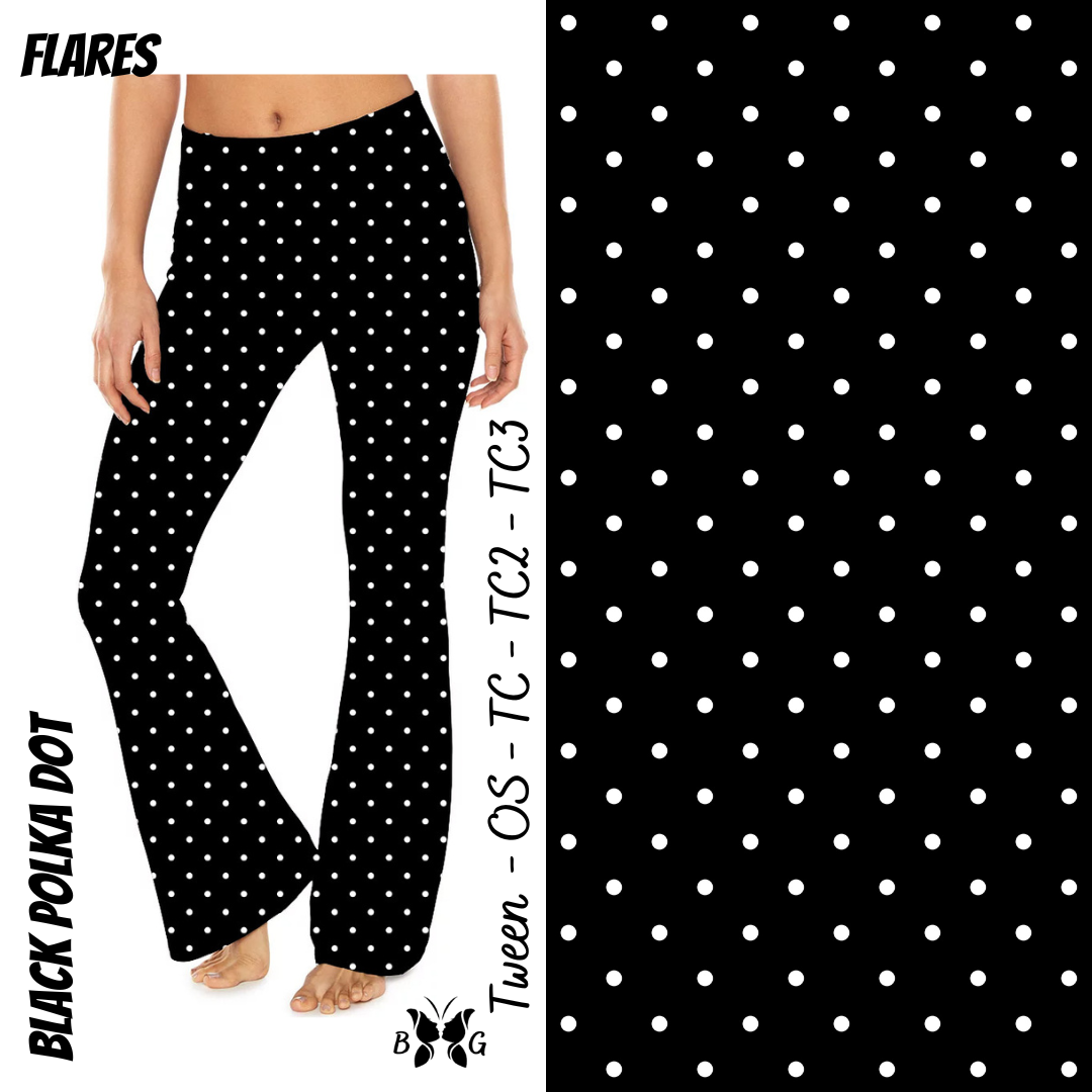 Black PolkaDot Yoga Flares with Pockets