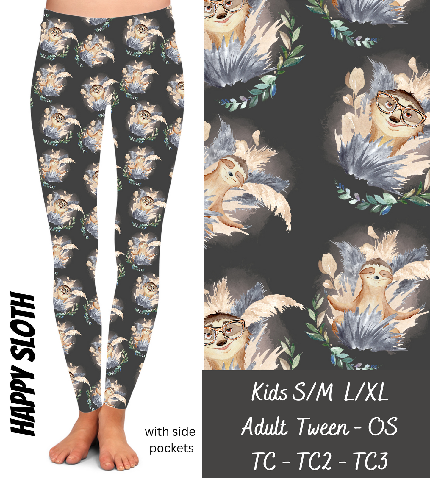 Happy Sloth - Leggings with Pockets