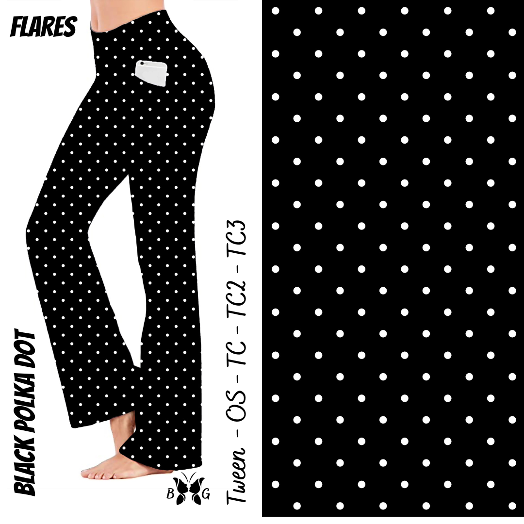 Black PolkaDot Yoga Flares with Pockets