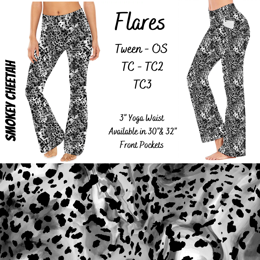 Smokey Cheetah - Yoga Flares with Pockets