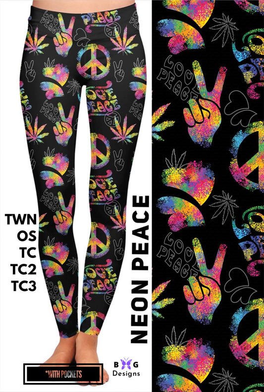 Neon Peace - Leggings with Pockets
