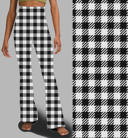 White Plaid - Yoga Flares with Pockets