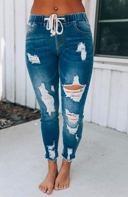 Distressed Jean Joggers