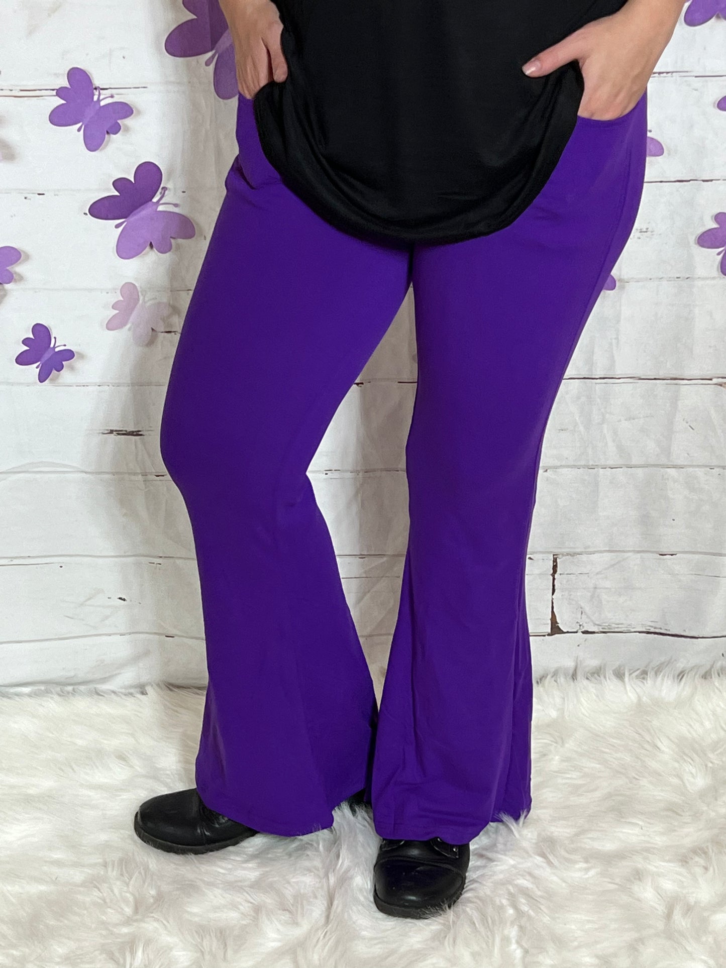 Solid Purple - Yoga Flares with Pockets