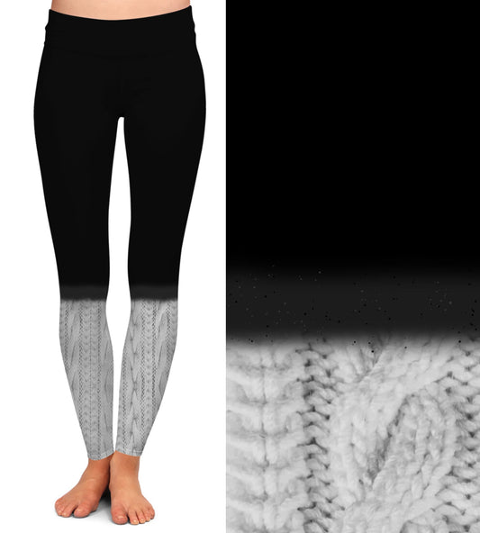 Black & Light Gray Leg Warmer - Leggings with Pockets