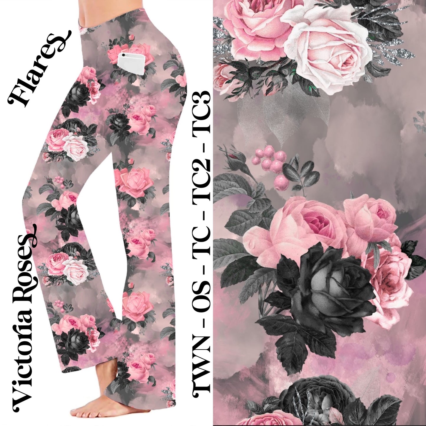 Victoria Roses - Yoga Flares with Pockets