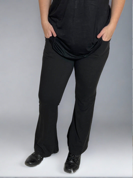 Solid Black - Yoga Flares with Pockets