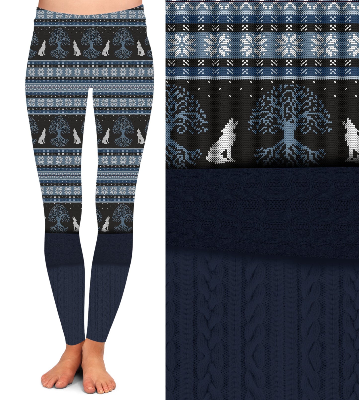 Howling Wolves Leg Warmer - Leggings with Pockets