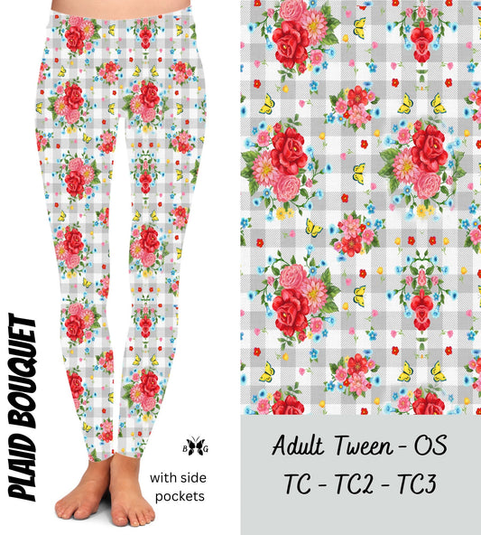 Plaid Bouquet - Leggings with Pockets