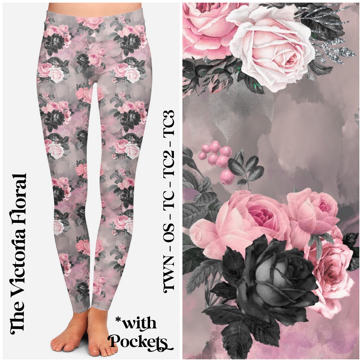 The Victoria Floral - Leggings with Pockets