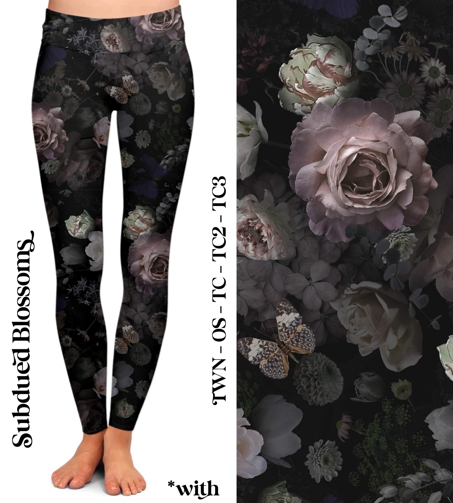 Subdued Blossoms - Leggings with Pockets