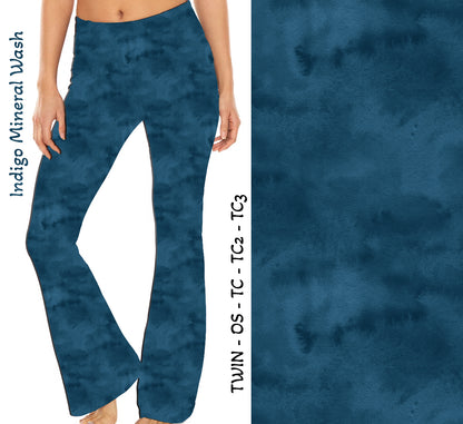 Indigo Mineral Wash Yoga Flares with Pockets