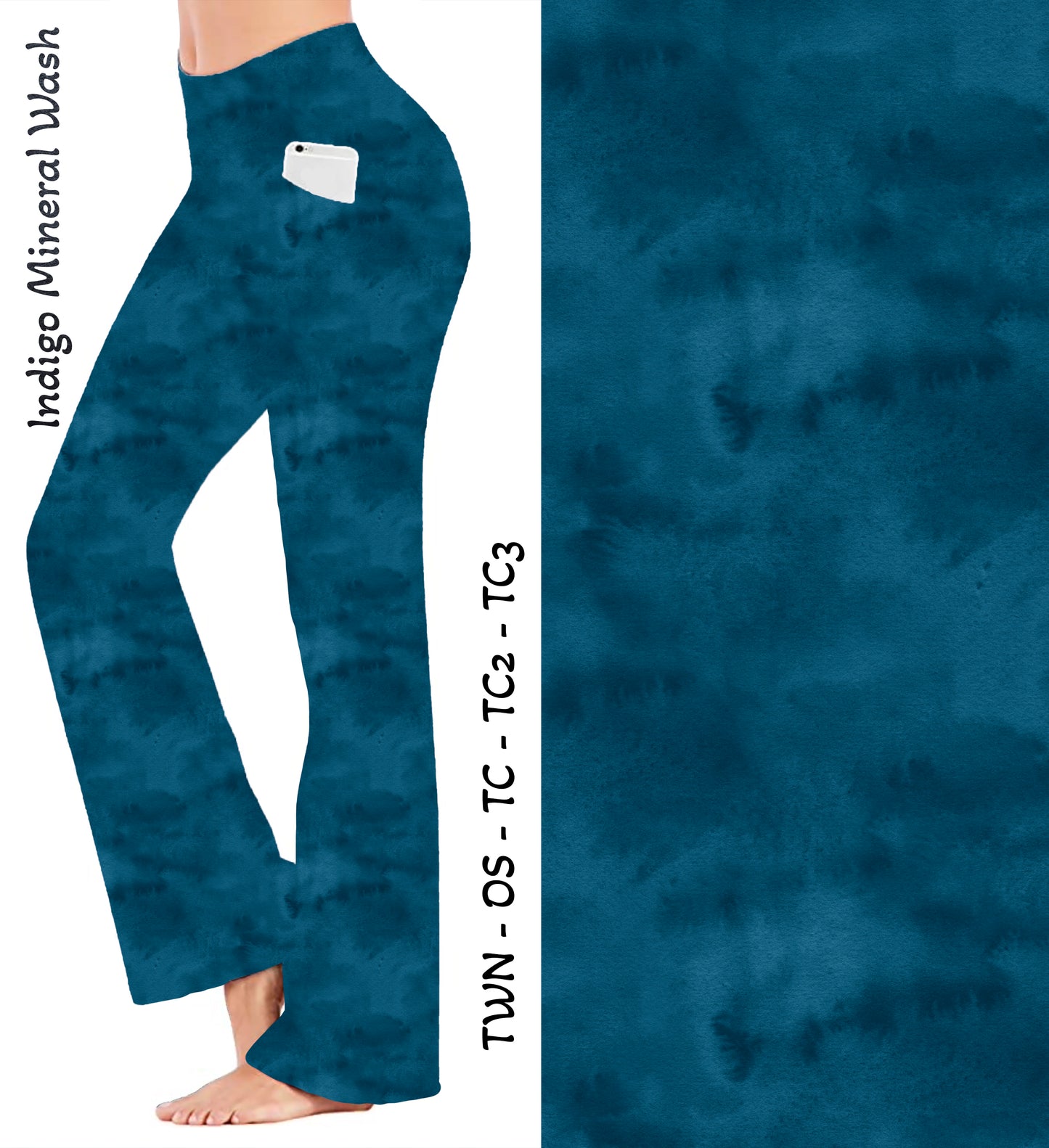 Indigo Mineral Wash Yoga Flares with Pockets