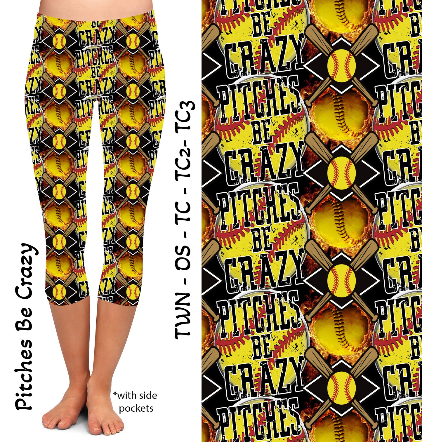 Pitches Be Crazy - Capri Leggings with Pockets